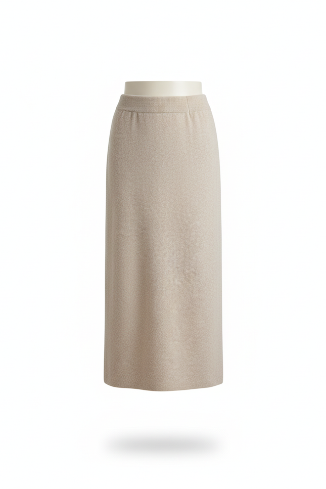 Jupe Crayon Beige Cachemire Décontractée