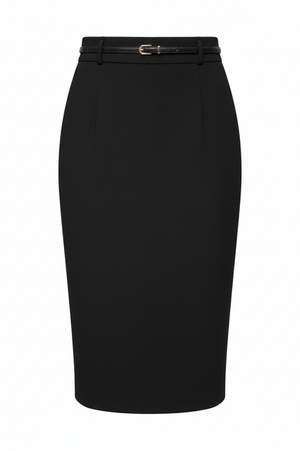 Jupe Crayon Noire Lainée Élégante