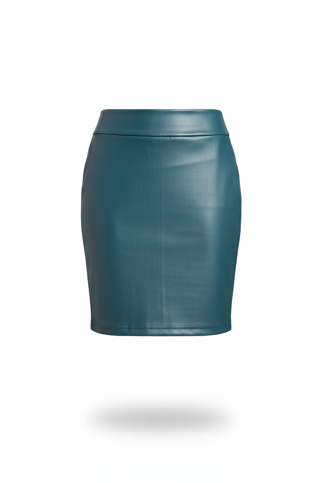 Jupe Crayon Simili Cuir Verte