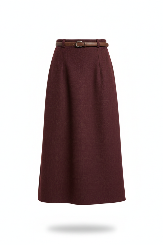 Jupe Crayon Bordeaux Laine Chic