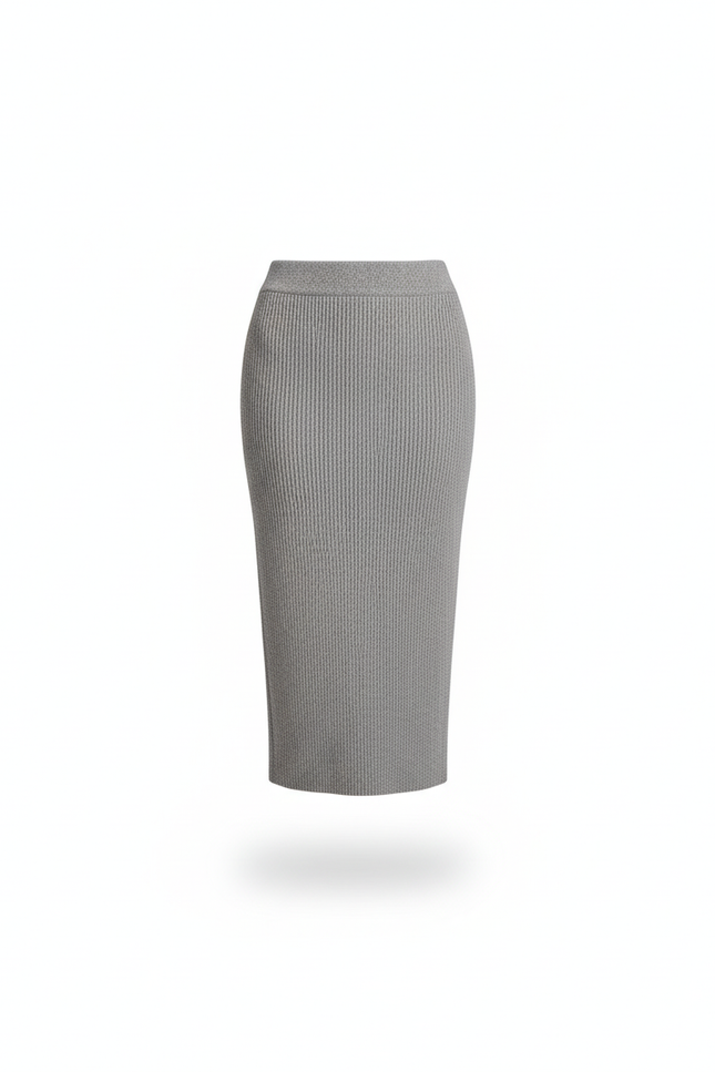 Jupe Crayon Gris Maille Chic