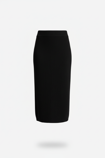 Jupe Crayon Noire Tricotée Élégante