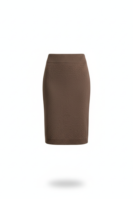 Jupe Crayon Marron Tricotée Chic