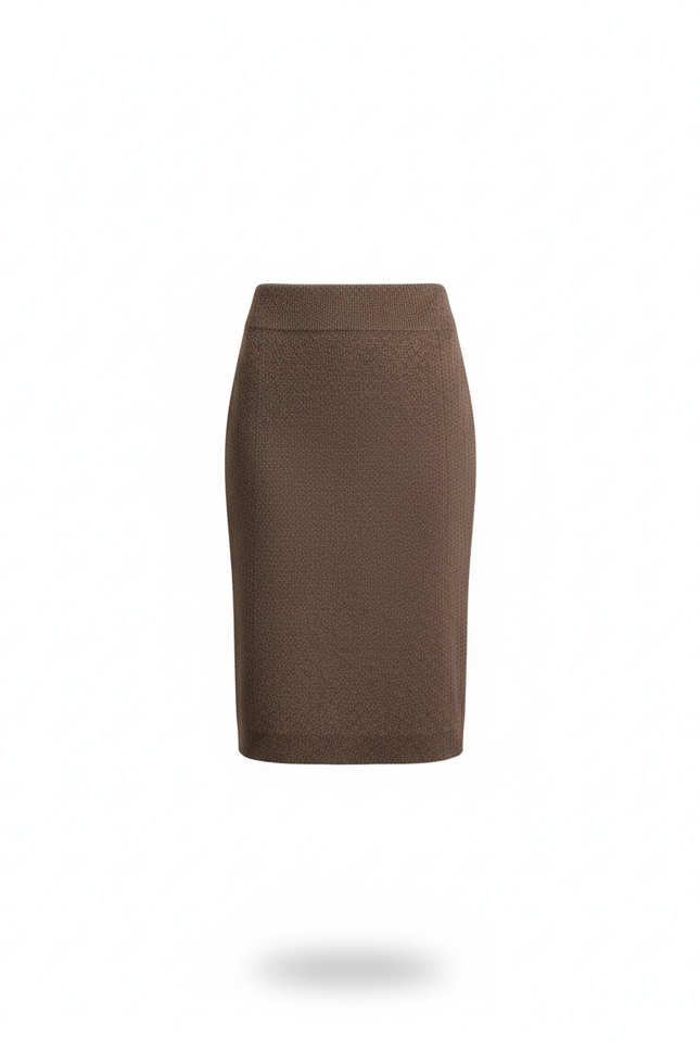 Jupe Crayon Marron Tricotée Chic