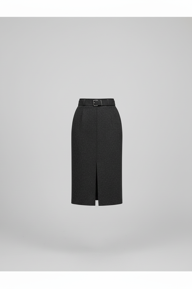 Jupe Crayon Laine Fendue Chic