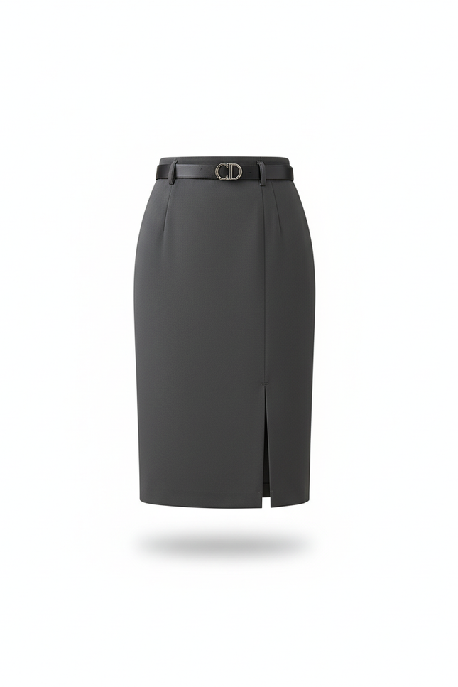 Jupe Crayon Gris Fente Élégante
