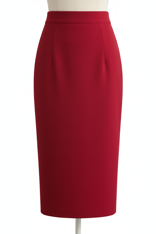 Jupe Crayon Rouge Stretch Élégante