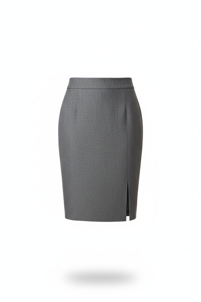 Jupe Crayon Gris Fente Avant Élégante