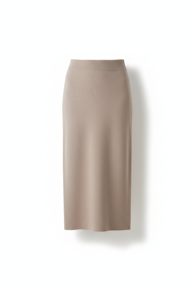Jupe Crayon Beige Maille Chic