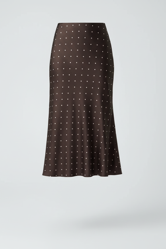 Jupe Crayon Satin Pois Élégante