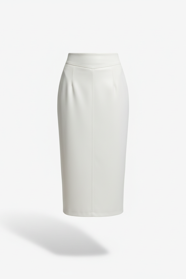 Jupe Crayon Écru Similicuir Chic