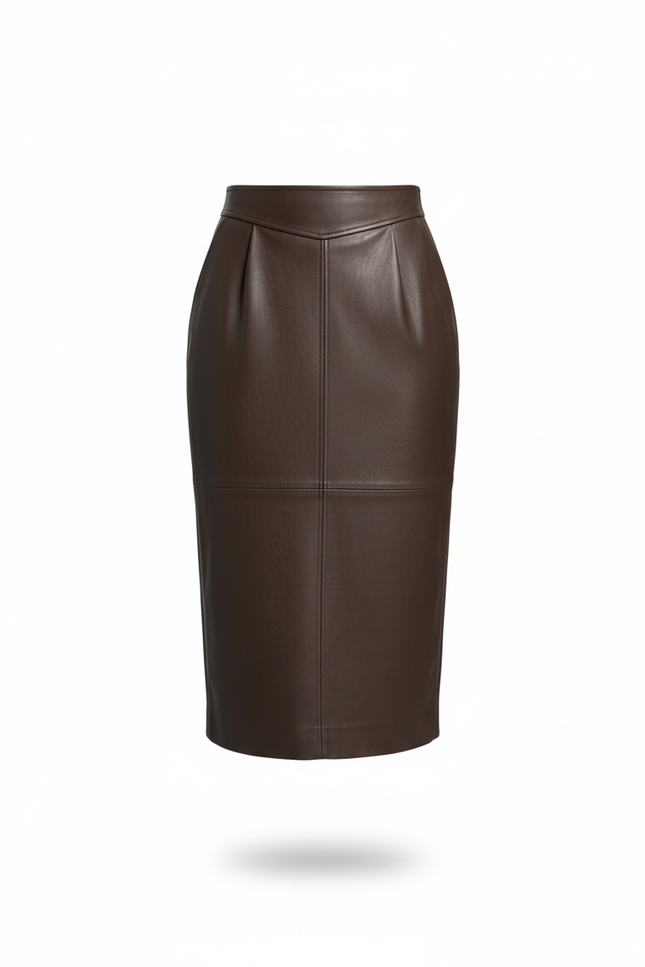 Jupe Crayon Marron Similicuir Chic