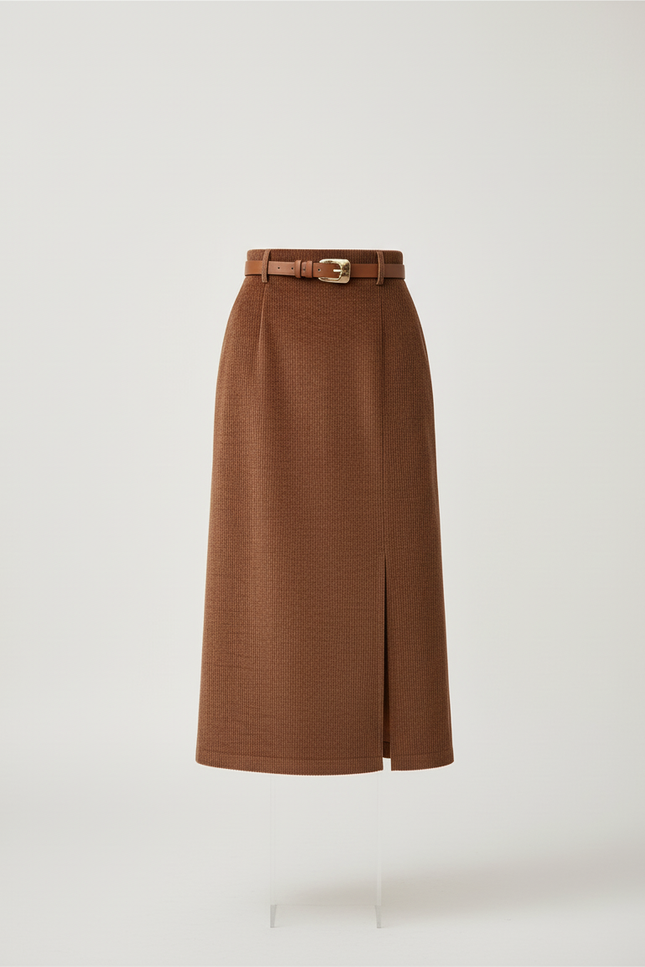 Jupe Crayon Côtelée Fendue Chic