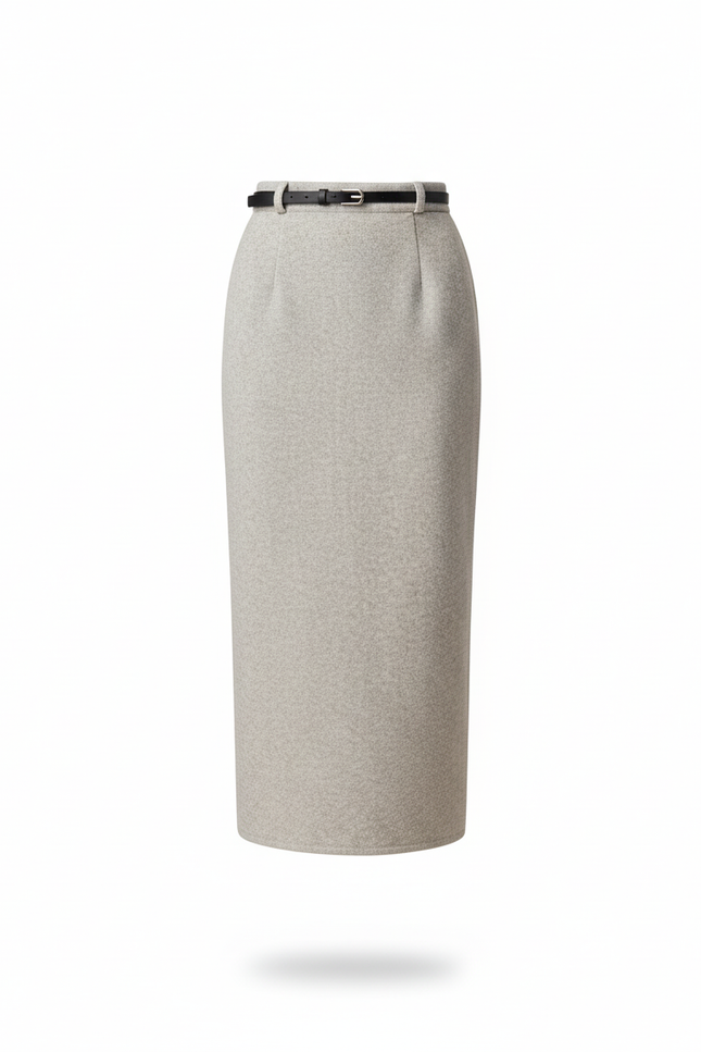 Jupe Crayon Maille Grise Élégante