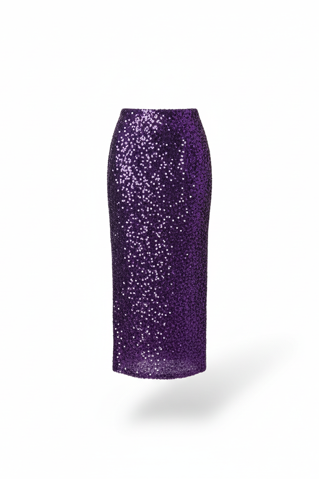 Jupe Crayon Violette Paillettes Chic
