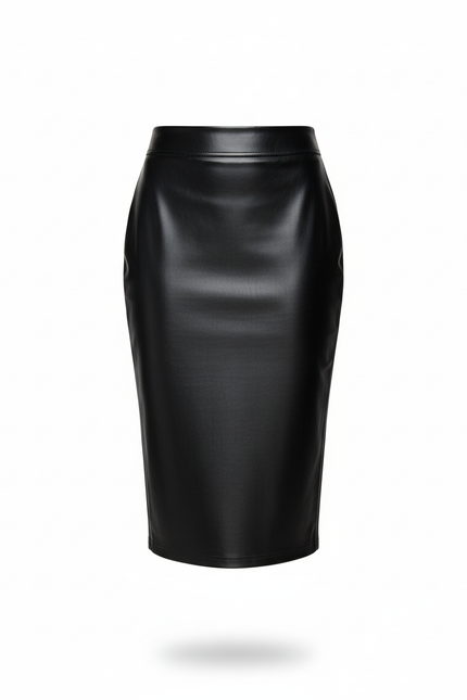 Jupe Crayon Noire Effet Cuir Chic