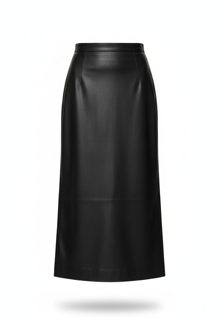Jupe Crayon Simili Cuir Noir Élégante