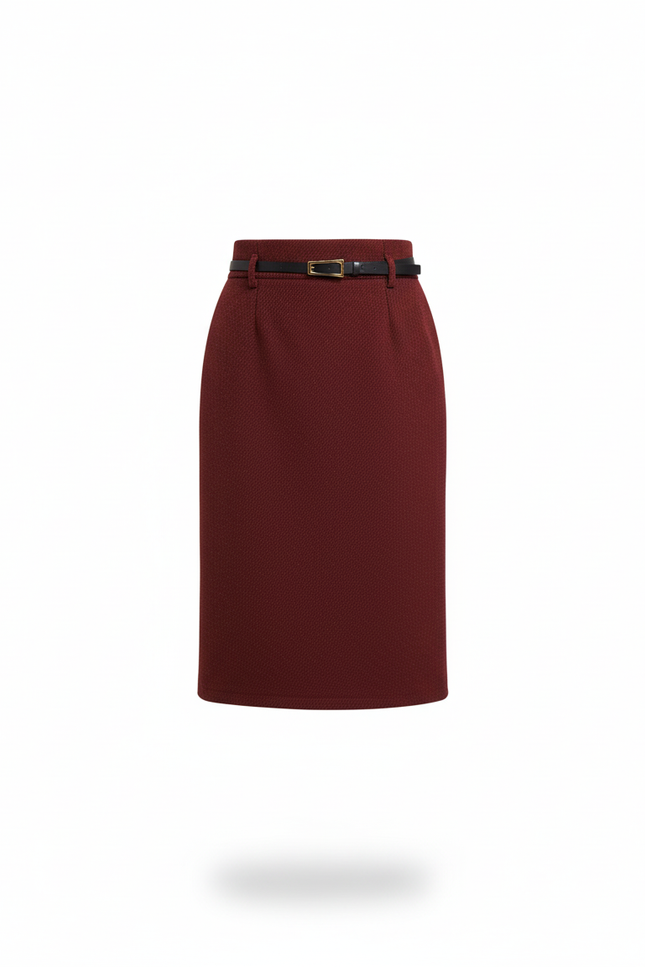 Jupe Crayon Laine Bordeaux Élégante