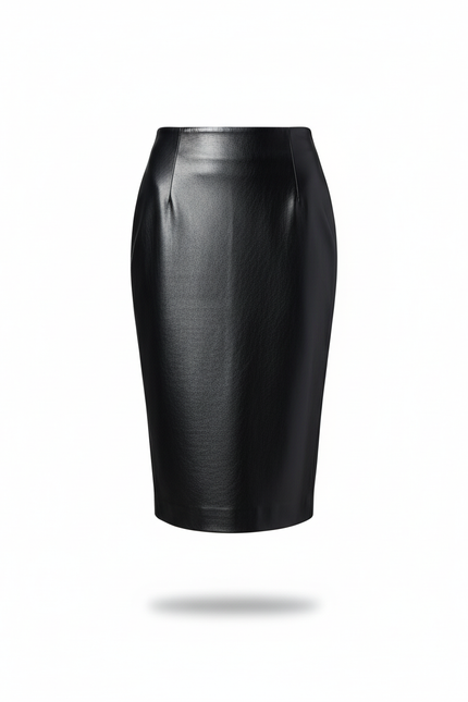 Jupe Crayon Noire Simili-Cuir Élégante