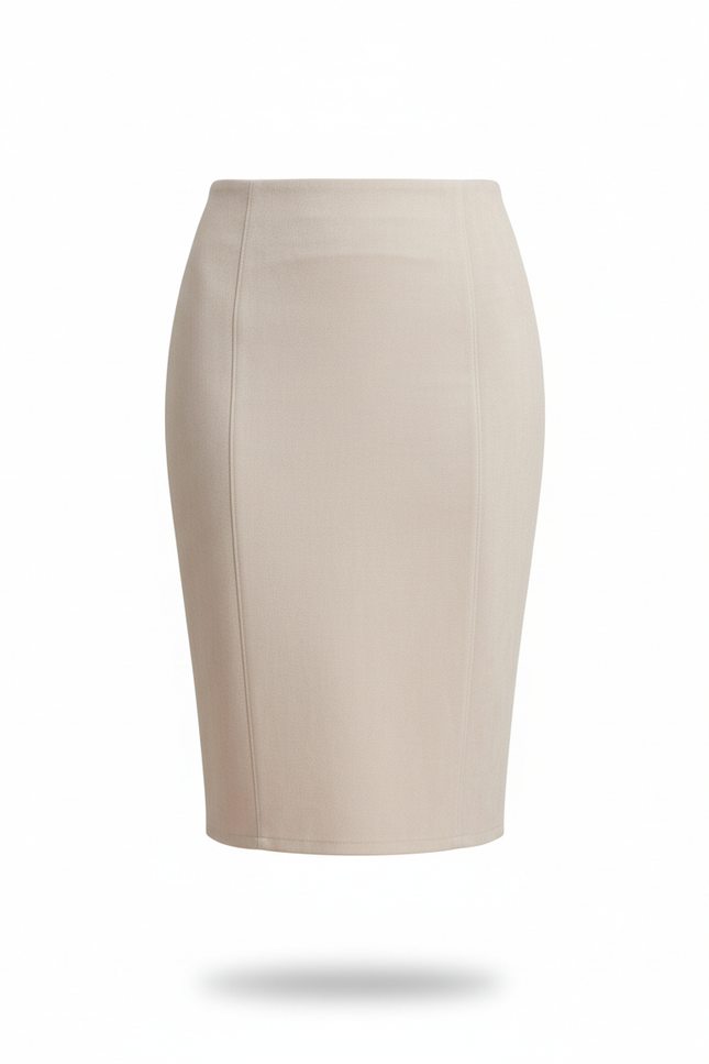 Jupe Crayon Beige Daim Élégante