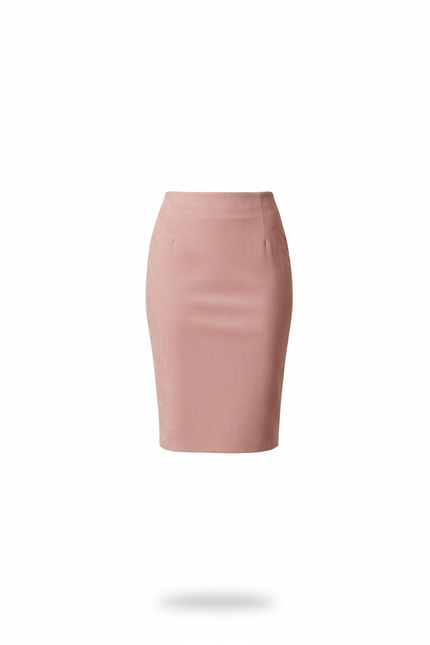 Jupe Crayon Rose Poudré Daim Élégante
