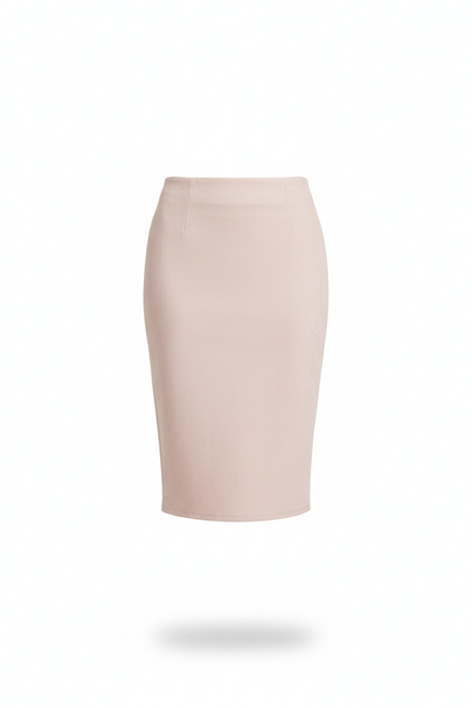 Jupe Crayon Rose Poudré Suédine Chic