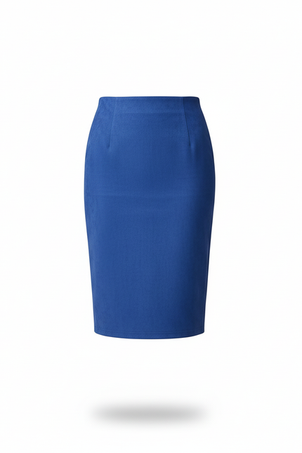 Jupe Crayon Bleu Suédine Élégante