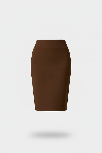 Jupe Crayon Marron Taille Haute Élégante