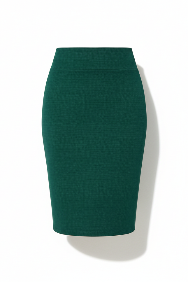 Jupe Crayon Vert Foncé Taille Haute Élégante
