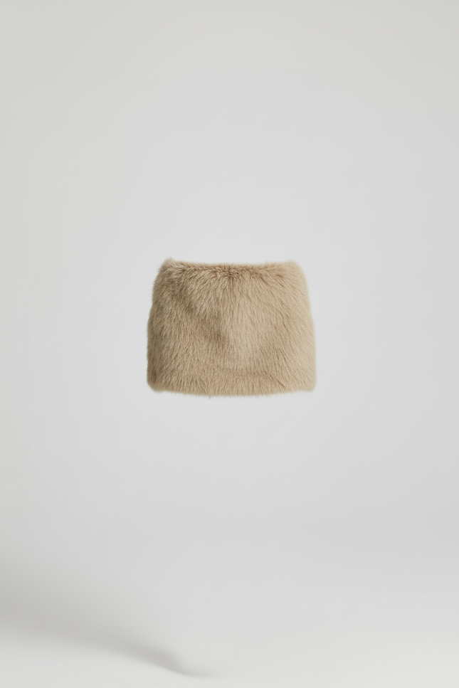 Jupe Crayon Fourrure Beige Chic