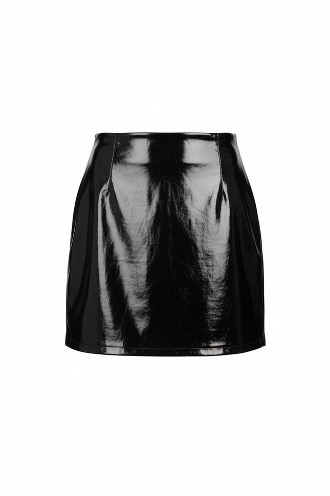 Jupe Crayon Noire Similicuir Brillante Chic