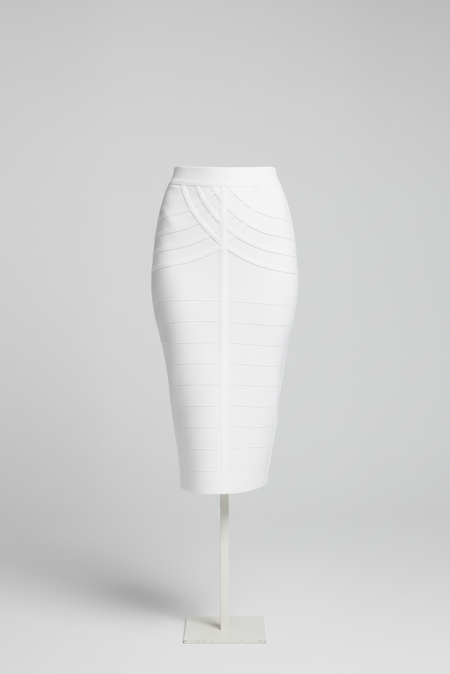 Jupe Crayon Blanche Bandage Élégante