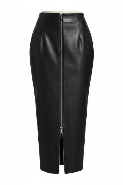 Jupe Crayon Simili Cuir Longue Fendue Chic