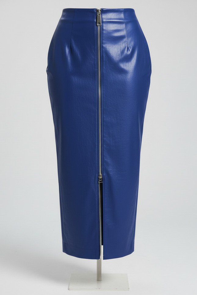 Jupe Crayon Bleue Similicuir Chic
