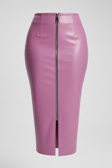Jupe Crayon Lilas Similicuir Chic