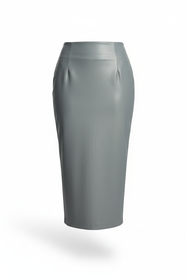 Jupe Crayon Grise Similicuir Chic