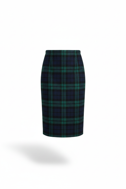Jupe Crayon Laine Carreaux Élégante