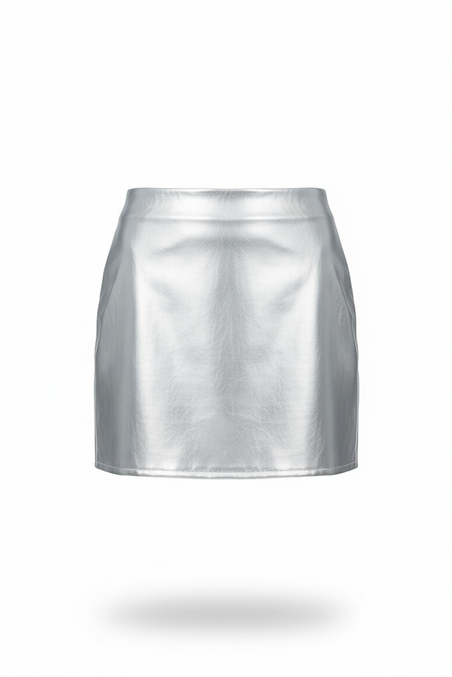 Jupe Crayon Argentée Brillante Chic