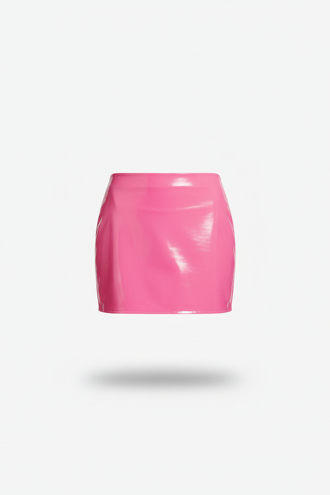Jupe Crayon Rose Vif Vernie Chic