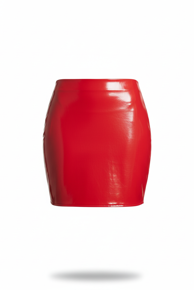 Jupe Crayon Rouge Vernie Audacieuse