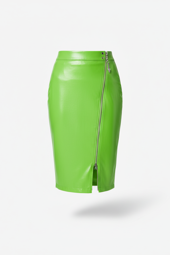 Jupe Crayon Vert Fluo Brillant Chic