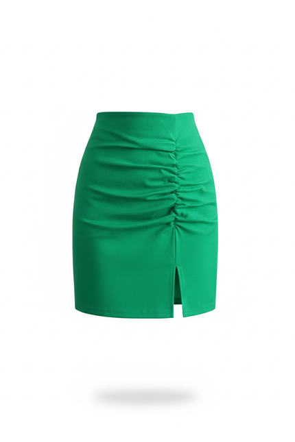 Jupe Crayon Verte Froncée Élégante