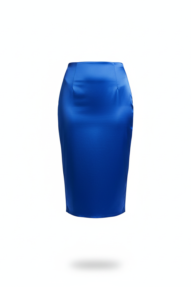 Jupe Crayon Bleue Satinée Chic