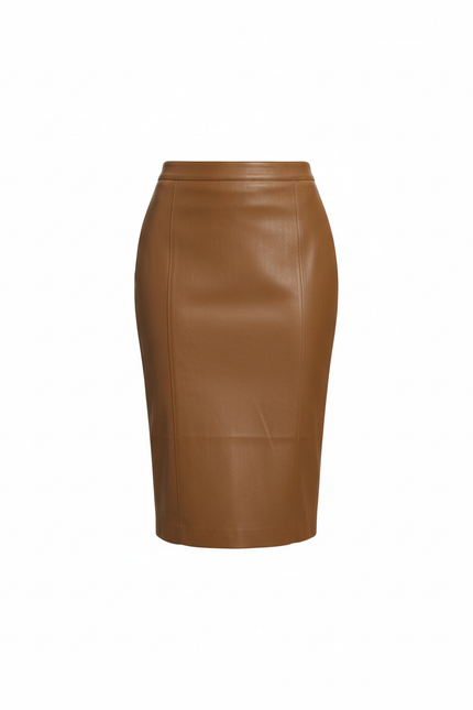 Jupe Crayon Marron Similicuir Chic