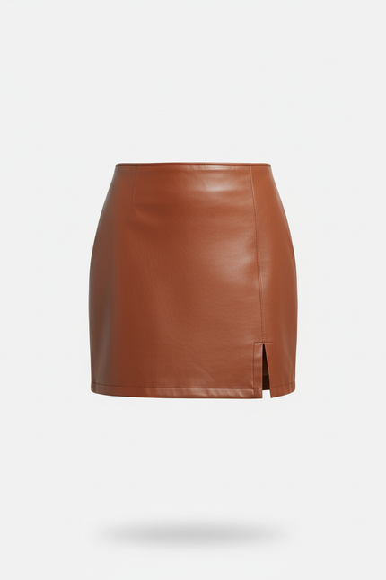 Jupe Crayon Marron Similicuir Chic