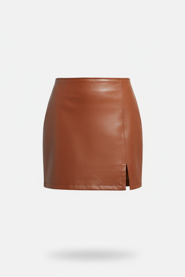 Jupe Crayon Marron Similicuir Chic