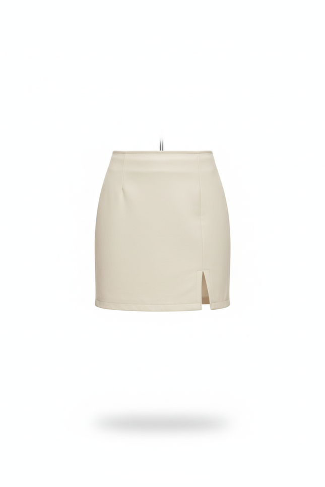 Jupe Crayon Blanche Similicuir Fendue Chic