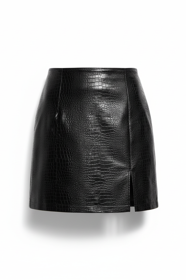 Jupe Crayon Noire Motif Crocodile Chic