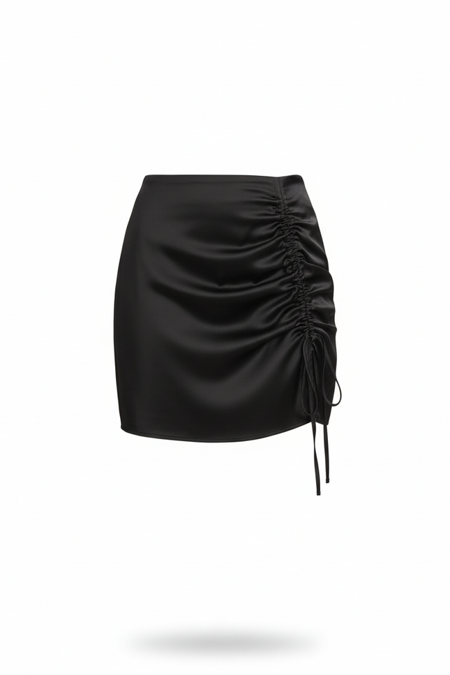 Jupe Crayon Satin Froncée Sexy