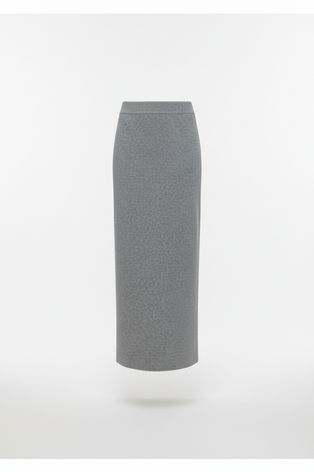 Jupe Crayon Grise En Maille Décontractée